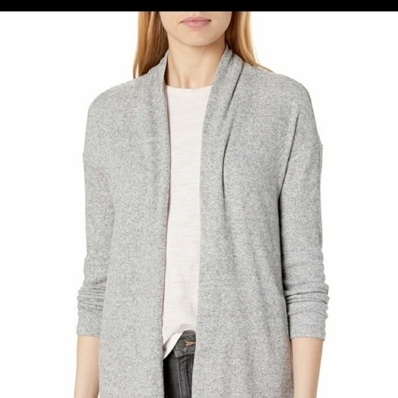 Tahari luxe cotton Cashmere Blend Duster Open Dolman Cardigan size small Gray - Picture 2 of 6